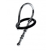 Серебристый уретральный плаг-бусины TOYFA Metal с мягким фиксириющим кольцом - ToyFa - купить с доставкой в Норильске