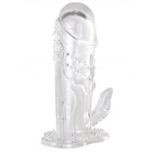 Прозрачная гелевая насадка с клиторальным отростком - 13 см. - Toyfa Basic - в Норильске купить с доставкой