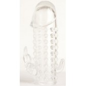 Гелевая прозрачная насадка с 2 отростками - 13 см. - Toyfa Basic - в Норильске купить с доставкой