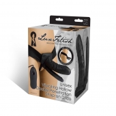 Полый страпон с двумя отростками и вибрацией Unisex Vibrating Hollow Strap-On Double Penetrating Dildo - 17,8 см. - Lux Fetish - купить с доставкой в Норильске