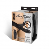 Чёрный полый страпон с вибрацией Unisex Vibrating Hollow Strap-On - 14 см. - Lux Fetish - купить с доставкой в Норильске