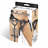 Черные трусики для страпона из патентованной кожи - Lux Fetish - купить с доставкой в Норильске