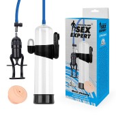 Прозрачная вакуумная вибропомпа Sex Expert с насадкой-вагиной - Sex Expert - в Норильске купить с доставкой