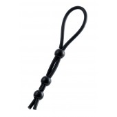 Черное лассо на пенис с тремя бусинами - A-toys - в Норильске купить с доставкой