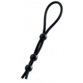 Черное лассо на пенис с тремя бусинами - A-toys - в Норильске купить с доставкой