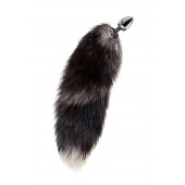 Серебристая металлическая анальная втулка с хвостом чернобурой лисы - размер S - ToyFa - купить с доставкой в Норильске