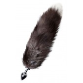 Серебристая металлическая анальная втулка с хвостом чернобурой лисы - размер S - ToyFa - купить с доставкой в Норильске