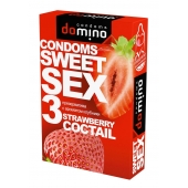 Презервативы для орального секса DOMINO Sweet Sex с ароматом клубничного коктейля  - 3 шт. - Domino - купить с доставкой в Норильске