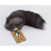 Серебристая анальная пробка с пушистым хвостиком - Sitabella - купить с доставкой в Норильске