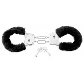 Меховые чёрные наручники Beginner s Furry Cuffs - Pipedream - купить с доставкой в Норильске