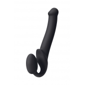 Черный безремневой страпон Silicone Bendable Strap-On M - Strap-on-me - купить с доставкой в Норильске
