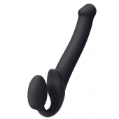 Черный безремневой страпон Silicone Bendable Strap-On M - Strap-on-me - купить с доставкой в Норильске