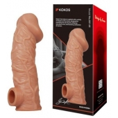 Телесная насадка на фаллос с отверстием для мошонки EXTREME SLEEVE - 17,6 см. - KOKOS - в Норильске купить с доставкой