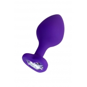 Фиолетовая анальная втулка Diamond Heart с прозрачным кристаллом - 8 см. - ToyFa - купить с доставкой в Норильске