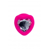 Розовая анальная втулка Diamond Heart с прозрачным кристаллом - 9,5 см. - ToyFa - купить с доставкой в Норильске