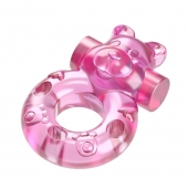 Розовое эрекционное виброкольцо на пенис Pink Bear - Baile - в Норильске купить с доставкой