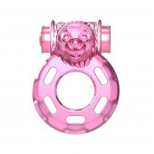 Розовое эрекционное кольцо с вибрацией Pink Bear - Baile - в Норильске купить с доставкой