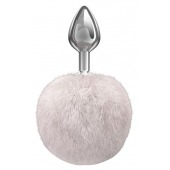 Серебристая анальная пробка с белым пушистым хвостиком Twinkle - Lola Games - купить с доставкой в Норильске