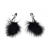 Зажимы на соски с черным пухом Euphoric - Lola Games - купить с доставкой в Норильске