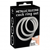 Набор из 3 эрекционных колец под металл Metallic Silicone Cock Ring Set - Orion - в Норильске купить с доставкой