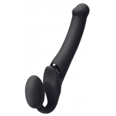 Черный безремневой вибрострапон Silicone Bendable Strap-On M - Strap-on-me - купить с доставкой в Норильске
