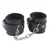 Черные оковы на ноги Obey Me Leather Ankle Cuffs - Chisa - купить с доставкой в Норильске