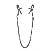 Черные зажимы на соски на цепочке BLAZE DELUXE NIPPLE CLAMPS - Dream Toys - купить с доставкой в Норильске