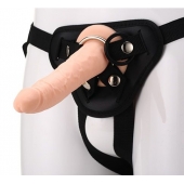 Телесный страпон на черных трусиках STRAP ON REAL DILDO - 20 см. - Dream Toys - купить с доставкой в Норильске