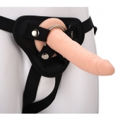 Телесный страпон на черных трусиках STRAP ON REAL DILDO - 20 см. - Dream Toys - купить с доставкой в Норильске