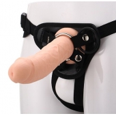 Черные трусики с телесной насадкой STRAP ON REAL DILDO - 21 см. - Dream Toys - купить с доставкой в Норильске