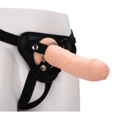 Черные трусики с телесной насадкой STRAP ON REAL DILDO - 21 см. - Dream Toys - купить с доставкой в Норильске