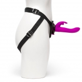Лиловый страпон Rechargeable Vibrating Strap-On Harness Set - 17,6 см. - Happy Rabbit - купить с доставкой в Норильске