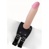 Черный узкий пояс на бедро с телесной насадкой - LOVETOY (А-Полимер) - купить с доставкой в Норильске