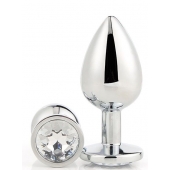 Серебристая анальная втулка с прозрачным кристаллом - 7,1 см. - Dream Toys - купить с доставкой в Норильске