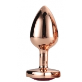 Золотистая анальная втулка с кристаллом-сердечком розового цвета - 7,1 см. - Dream Toys - купить с доставкой в Норильске