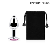 Серебристая анальная пробка с малиновым кристаллом - 7,2 см. - Anal Jewelry Plug - купить с доставкой в Норильске