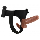 Страпон с вагинальной пробкой и вибрацией Ultra Passionate Harness - 16 см. - Baile - купить с доставкой в Норильске