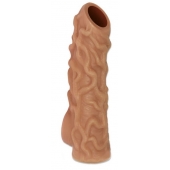 Телесная насадка с венками и открытой головкой Nude Sleeve L - 14 см. - KOKOS - в Норильске купить с доставкой