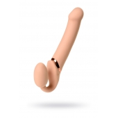 Телесный безремневой вибрострапон Vibrating Bendable Strap-On L - Strap-on-me - купить с доставкой в Норильске
