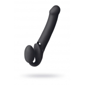 Черный безремневой вибрострапон Vibrating Bendable Strap-On L - Strap-on-me - купить с доставкой в Норильске