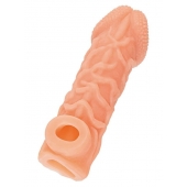 Телесная закрытая насадка с венками Cock Sleeve Size M - 15,6 см. - KOKOS - в Норильске купить с доставкой