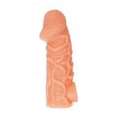 Телесная закрытая насадка с венками Cock Sleeve Size L - 17,6 см. - KOKOS - в Норильске купить с доставкой