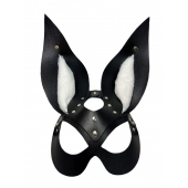 Черная маска зайки с белым мехом на ушках Miss Bunny - БДСМ Арсенал - купить с доставкой в Норильске