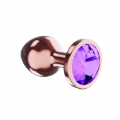 Пробка цвета розового золота с фиолетовым кристаллом Diamond Amethyst Shine S - 7,2 см. - Lola Games - купить с доставкой в Норильске