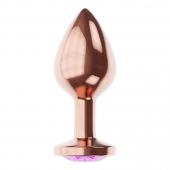 Пробка цвета розового золота с фиолетовым кристаллом Diamond Amethyst Shine S - 7,2 см. - Lola Games - купить с доставкой в Норильске