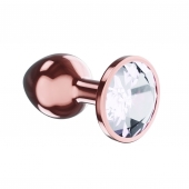 Пробка цвета розового золота с прозрачным кристаллом Diamond Moonstone Shine L - 8,3 см. - Lola Games - купить с доставкой в Норильске