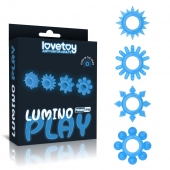 Набор из 4 голубых, светящихся в темноте эрекционных колец Lumino Play - Lovetoy - в Норильске купить с доставкой