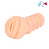 Телесный мастурбатор-вагина с комплектом эрекционных колец - Bior toys - в Норильске купить с доставкой