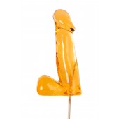 Оранжевый леденец в форме пениса со вкусом аморетто - Sosuчki - купить с доставкой в Норильске