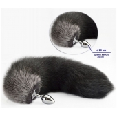 Серебристая анальная пробка с хвостом - Sitabella